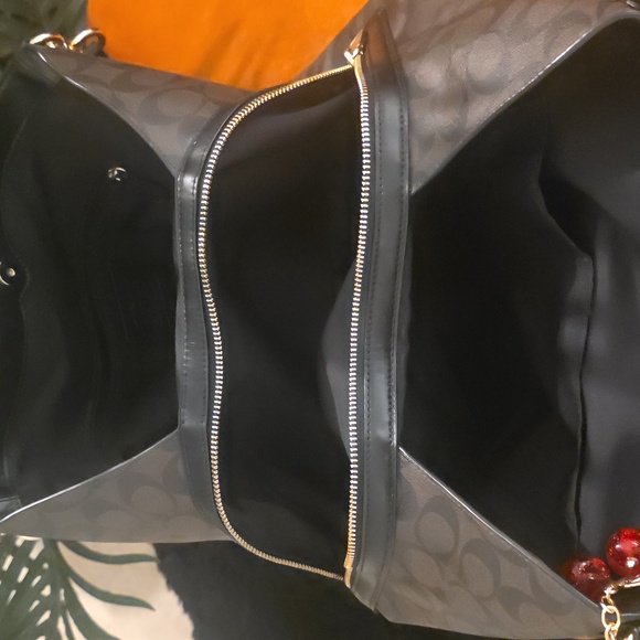 Coach Dark Brown Shoulder Bag with Scarf Accent & Purse Charm. L - Picture 12 of 13